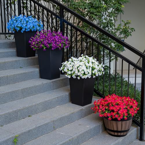 Artificial Faux Flowers for Outdoor 16 Bundles Fake Morning Glory,White - Image 6