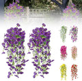 Artificial Flowers for Outdoors Fake Morning Glory Hanging Flower Decoration, 2 Pcs Realistic Faux Plants Petunias Trailing Vines, Spring Summer Decor for Porch Patio Balcony Planter Yard(Purple) by BloomwithJoy