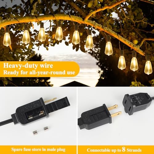 Brightever 180FT Outdoor String Lights 94 Bulbs, Waterproof Patio Lights - Image 6