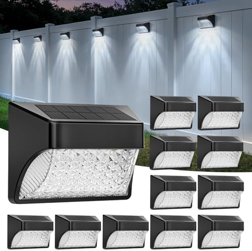Tadyreal Solar Fence Lights Outdoor Waterproof IP65, 10 Lighting Modes Fence Lights Solar Powered with 15 Bright Led Lens, Backyard Light Outdoor for Deck Railing Step Pool Patio Wall - 12 Pack by TadyrealSolarLights
