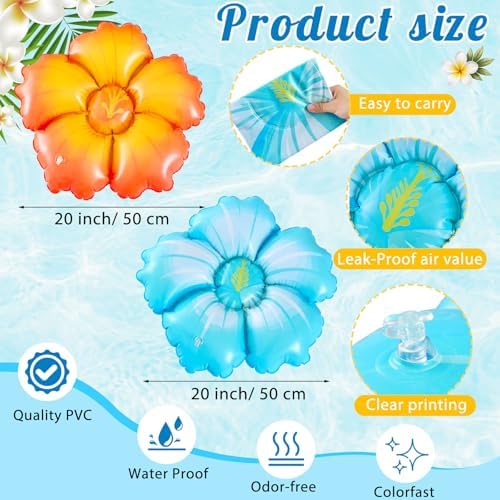 Sotiff Flowers Pool Floats Inflatable Hibiscus Decor with Air Pump 20 Inch PVC Floating Decoration for Tropical Luau Hawaiian Beach Birthday Bachelorette Summer Patio Party - Image 2