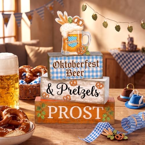 Colingmill 4 Pcs Oktoberfest Table Decorations Wooden Beer Sign - Image 2