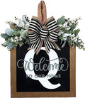 Last Name Year Round Front Door Wreath Front Porch Decoration 26 Letter Welcome Sign with Eucalyptus Garland and Bow Spring Wreaths for Front Door Outside Hanger Garland（Q） by YICORIP