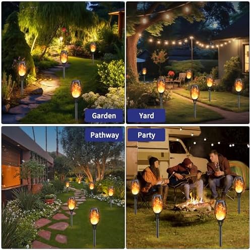 KYEKIO 16Pack Solar Torch Light with Flickering Flame for Halloween Decor - Image 2