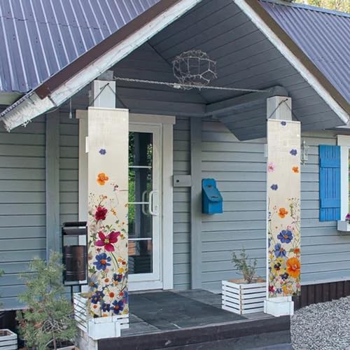 doginthehole Spring/Summer Porch Banner Aesthetic Colorful Wildflowers Hanging Porch Flag Front Door Signs for Yard Indoor Outdoor Holiday Party Decoration - Image 3