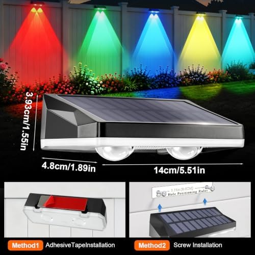 Solar Fence Lights with 13-Mode RGB, Solar Power Garden Lights Waterproof IP65, 20 Hours of Runtime, Solar Outdoor Lights for Yard, Deck, Patio, Wall, Post(12PCS) - Image 5