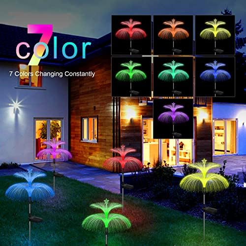 Weepong Solar Garden Lights 3 Pack New Upgraded Solar Lights Outdoor Waterproof 7 Color Changing Double Jellyfish and Star Flower Garden Decor Yard Lawn Christmas Outdoor,Gifts for Mother's Day Women - Image 2