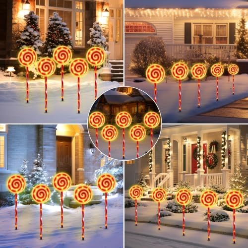 Outdoor Christmas Decorations, Lollipop Pathway Lights, 5 Pack - Image 7
