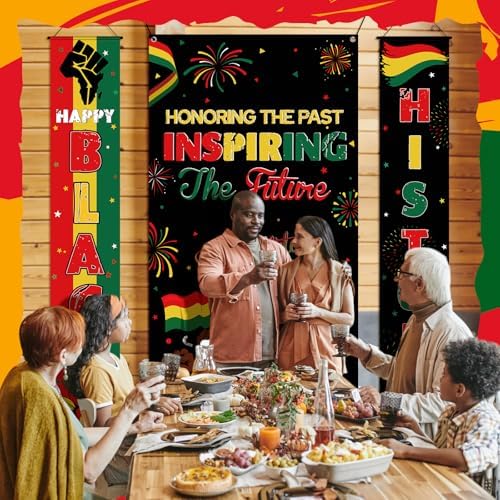 Oudain 3 Pcs Juneteenth Decorations Door Banner Backdrop African American Porch Sign Door Cover Independence Freedom Day June 19th Welcome Front Hanging Decor for Festival Celebration - Image 3