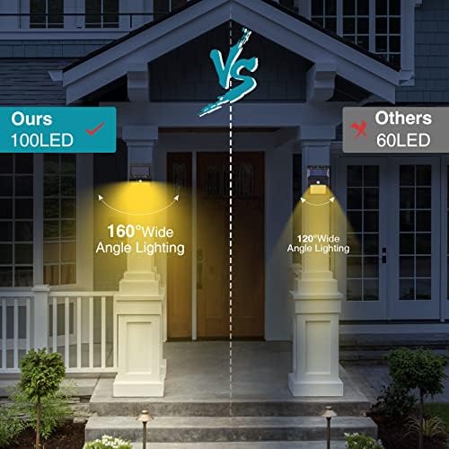 kolpop 6 Pack Solar Motion Lights Outdoor, 3 Modes/100LED Security Wireless IP65 Waterproof Wall Outdoor for Front Door, Backyard, Garage, Deck(Warm White) - Image 3