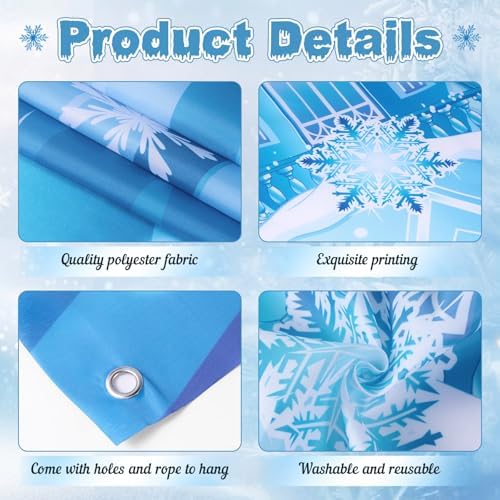 Tiamon Snow Castle Banners 2026 Vbs Princess Birthday Door Entrance Decorations Ice Snowflake Hanging Door Banner Backdrop for Girls Winter Wonderland Holiday Photo Booth Props Supplies - Image 3