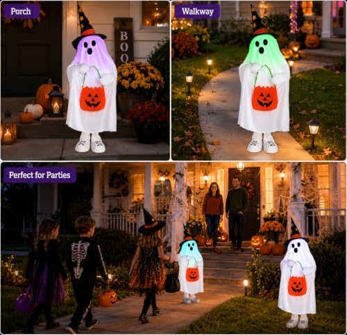 Halloween Decorations Outdoor Light Up Ghost Porch Decor 38 Inch,1Pack - Image 2