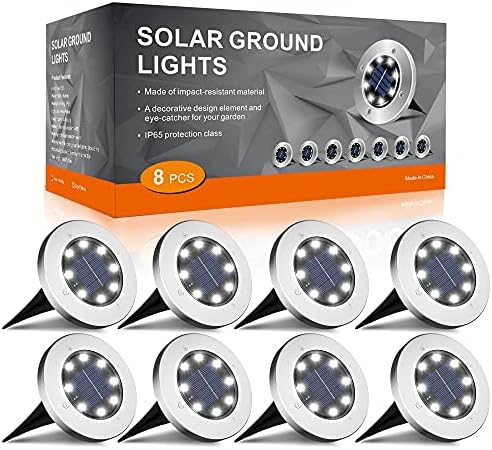 INCX Solar Lights Outdoor Waterproof, Cold White, 8 Pack Ground Lights by INCX