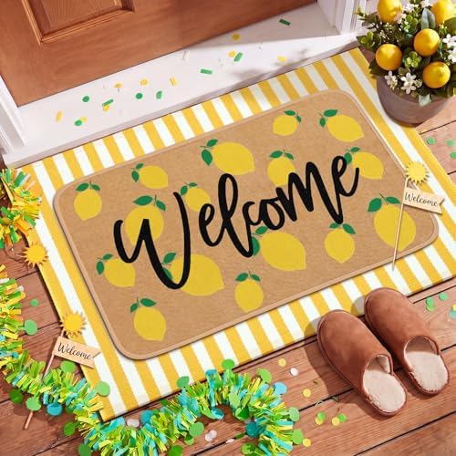 Tinideya 2 Pcs Summer Lemon Welcome Door Mats Outdoor - Image 4