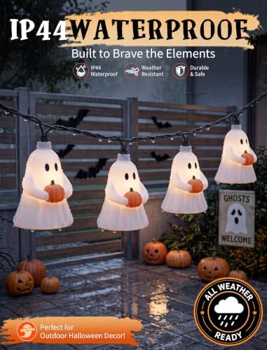 8.5FT Halloween LED Ghost String Lights Plug-In 10 White Ghosts Decor - Image 4