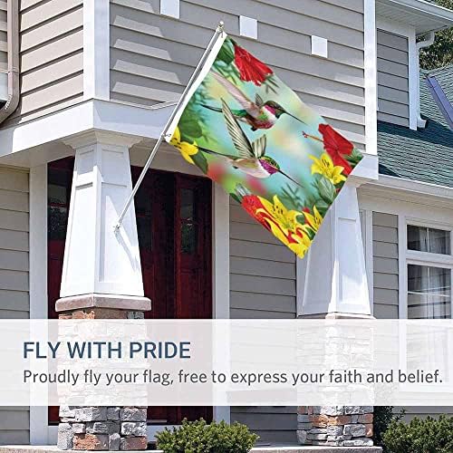 Yekiua Hummingbirds Flag 3X5 Outdoor Two Little Birds Spring Red Flowering Hibiscus Yellow Lilies Double Sided Flags All Weather Long Lasting With 2 Brass Grommets - Image 5
