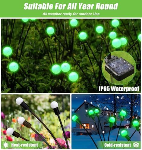 NBQQ Solar Lights Outdoor 4 Pack of 32 LEDs Swaying Firefly Garden Decor - Image 3
