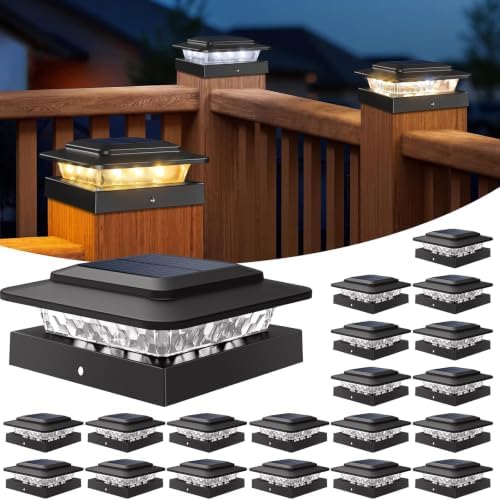 kolpop 4x4 Solar Post Cap Lights Outdoor 20Pack- 3 Color Temps&2 Brightness by kolpop