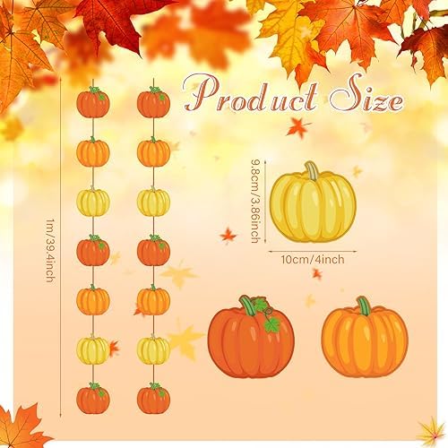 Ceenna 8 Pcs Fall Pumpkin Hanging Decorations Pumpkin Garland Banner Paper Autumn Streamers Backdrop Thanksgiving Ceiling Cutouts Decorations for Fall Harvest Classroom Home Wall Party Supplies - Image 3