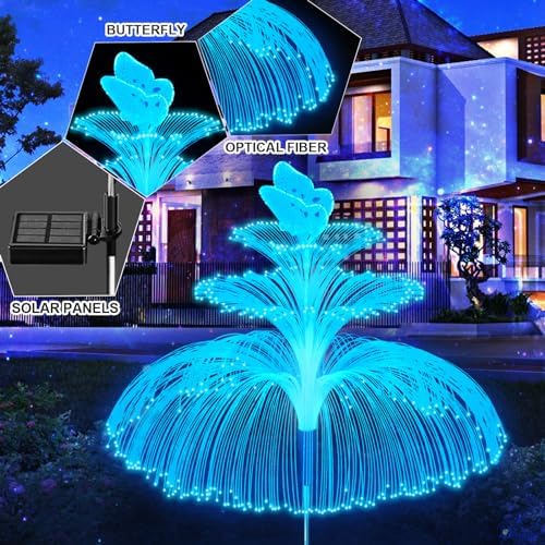 WEITEXS Solar Garden Lights 3 Pack New Upgraded Solar Lights Outdoor Waterproof 3 Layers 7 Color Changing Jellyfish Butterfly Decorations for Garden Yard Gifts for Women - Image 6