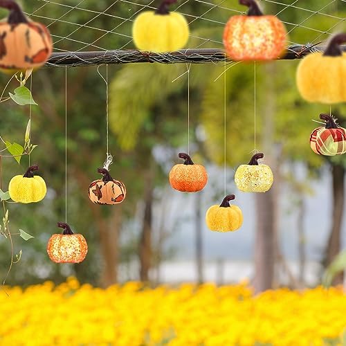 Leinuosen 49 Pcs Fall Tree Ornaments Mini Pumpkin Decoration for Small Tree - Image 6