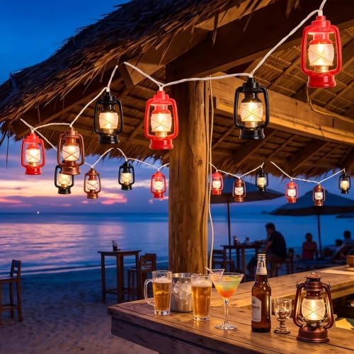 8.5 Ft Vintage Kerosene String Lights Outdoor with 10L Oil Lamp by Unknown