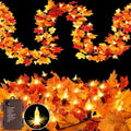 10Ft 50 LED Fall Garland with Lights Battery Operated,Timer Fall Decorations for Home with Orange Bulbs,Fall Lighted Garland for Table Porch Thanksgiving Harvest Halloween Indoor Outdoor Décor by Aolupal