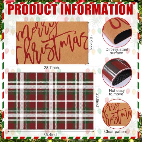 Tinideya 2 23.6 X 35.4 Inches Christmas Plaid Red Green - Image 3