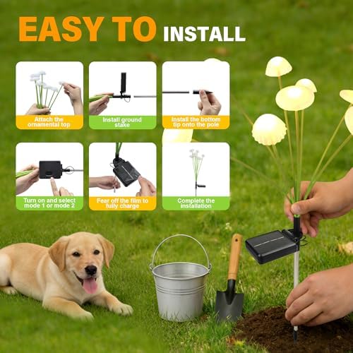 Solar Garden Lights Outdoor, 4Pack Solar Lights Garden Decor, Swaying Mushroom Lights Waterproof for Yard, Patio,Pathway Decoration,Gifts for Women,Mom(Warm White) - Image 7