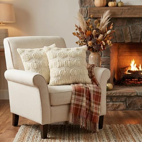 AVOIN colorlife Beige Fall Pumpkin Throw Pillow Covers 16x16 Inch - Image 4