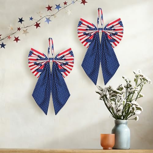 Suncalla 2 Pcs Blue Eagle 4th of July Patriotic Wreath Bows 18'' x 12'' - Image 3