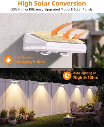12 Pack Solar Fence Lights, Fence Lights Solar Powered with Ultra-Bright Lens Warm White + RGB 13 Color Mode IP65 Waterproo for Backyard/Step/Patio/Deck/Stair/Railings-White - Image 4