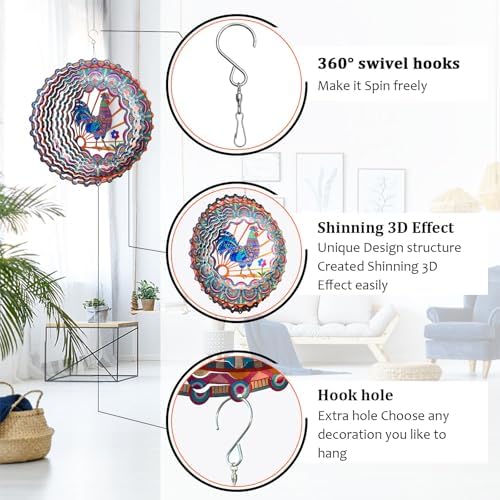 Rooster Wind Spinner - Chicken Gifts for Women Men Mother Father - Image 6