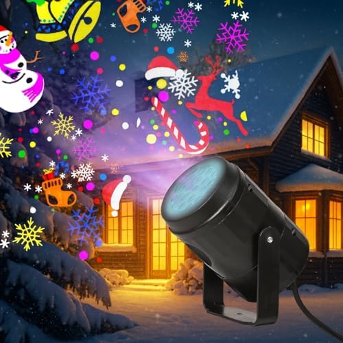 Christmas Projector Lights Outdoor Indoor,Christmas LED Lights Projector with Christmas Decorative Patterns for Indoor Outdoor Window, Ground, Roof, Wall, Holiday Projector for Xmas - Image 3