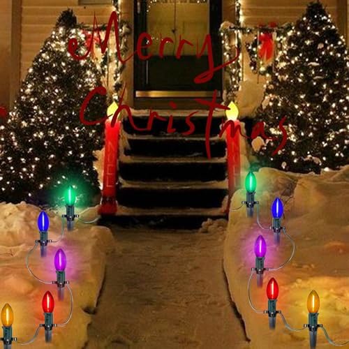 C9 LED Christmas Pathway Lights 38 Feet Outdoor String Lights with Marker Stakes, 25 LED Clear Multicolor Connectable Christmas Walkway Markers Lights for Outside Porch Garden Patio Lawn Decor - Image 6
