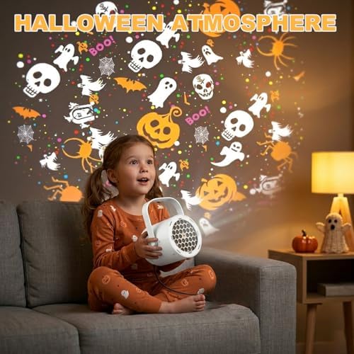 LED Halloween Projector Lamp, 16-Pattern HD Projector Light, USB-Powered mini ABS Projector, Indoor Outdoor Home Decor for Living Room Bedroom Party - Image 3