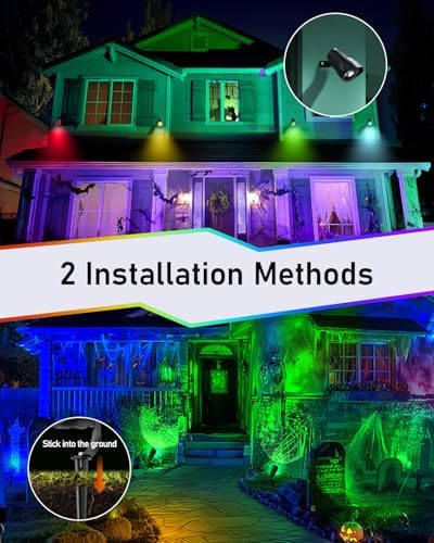 HIBOITEC 12W Christmas Spotlight Outdoor with Plug Timer Color Changing 120V Landscape Lighting Waterproof Dimmable LED Spot Light for Yard Christmas Outside House Garden Tree Decoration 6Pack - Image 4