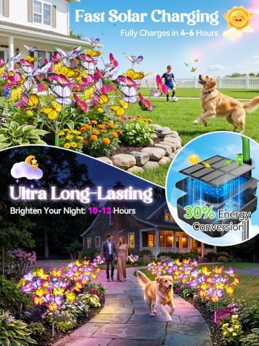 Solar Garden Lights, 3 Pack Decorative Solar Butterfly Lights Outdoor - Image 4