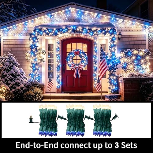 LAMPHOME Blue Clear Christmas String Lights, 150 Count 31.9FT Incandescent Mini Fairy Lights, UL Certified White Wire Hanukkah Lights for Indoor Outdoor Holiday, Xmas Tree, Hanukkah & Patio Decor - Image 6