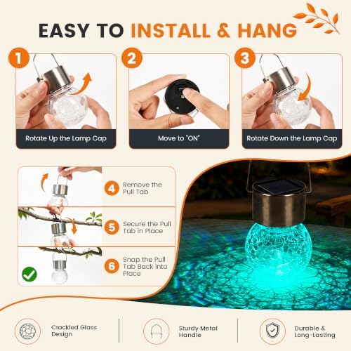 GIGALUMI Solar Christmas Decorations Outdoor Hanging Light for Outside 8Pc - Image 3