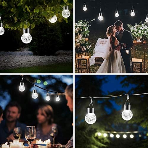 Solar Lights Outdoor Hanging Decorative Globe 24 Pack, Waterproof Solar Lantern with Handle and Clip, Solar Powered Glass Ball Lights for Garden Yard Fence Tree Umbrella Holiday Décor, Cold White - Image 7