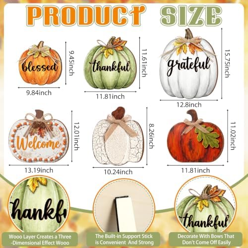 Moucuny Set of 6 Farmhouse Outdoor Fall Porch Decoration for Home, Pumpkin - Image 3