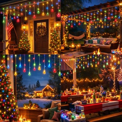 Curtain String Light Christmas Decoration Icicle Lights 8 Modes dimmable,108 LEDs 4M Christmas and Halloween String Lights for Home,Office,Party,bar,Holiday,Party (Multicolor) - Image 6