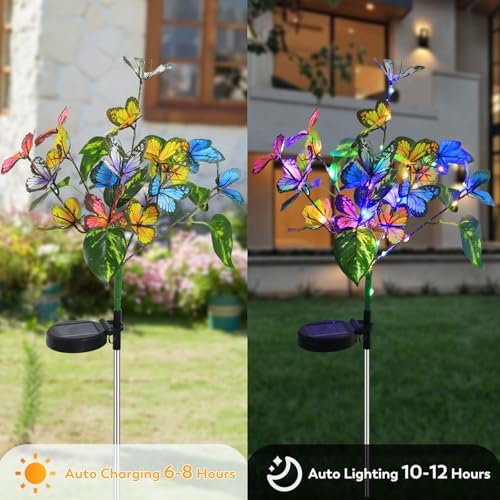 Solar Garden Lights Outdoor Waterproof Solar Lights 4 Pack with New Upgraded 40 LED 18 Butterfly Outdoor Lights for Yard Outside Garden Pathway Decor - Image 2
