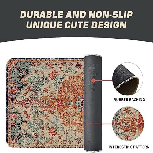 Boho Style Door Mat, Welcome Doormat for Indoor/Outdoor Entrance, Non-Slip Machine Washable Bohemia Floor Mat for Farmhouse Patio Entry & Mudroom Retro Orange Floral Rug Decor 17x30 Inch - Image 7