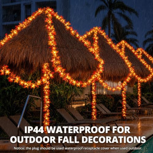 Fall Decorations for Home 9FT Plug in Fall Garland with Lights Halloween Decorations 50 Orange Bulbs, Connectable Fall Lights for Indoor Outdoor Halloween Harvest Thanksgivings Decorations(3 Packs) - Image 3