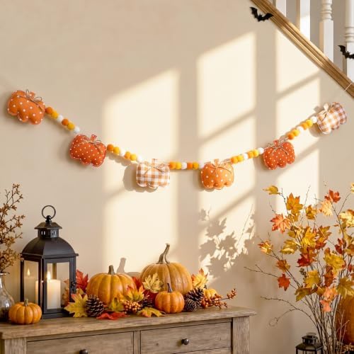 6.56 ft Fall Pumpkin Garland 3D Fabric Autumn Decor for Home - Image 4