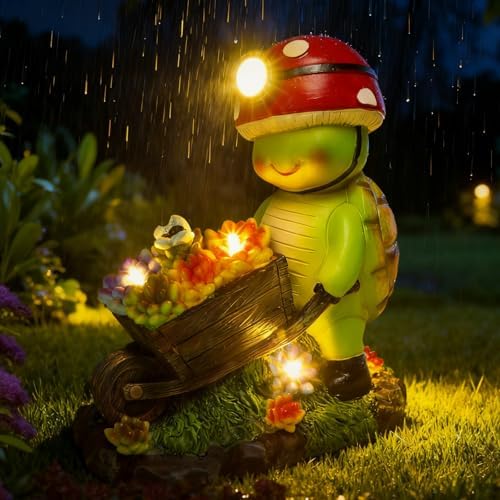 SunGlee Solar Light Turtle Outdoor Garden, Turtle Solar Light for Outdoors Yard Patio Decor 4 LED Sun Powered Outsides Turtles Decor Light Up Garden Statue Gardening Gift for Women Mother Decoration - Image 2