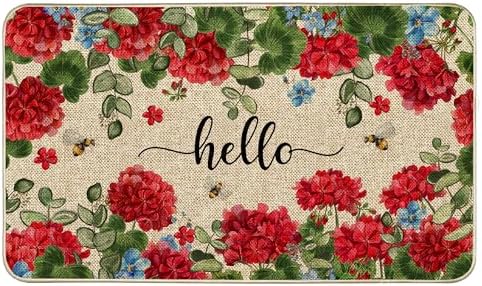Spring Geranium Floral Door Mat Flowers Doormat Indoor Outdoor Entrance Outdoor Rug Low-Profile Floor Rug Non Slip Spring Summer Decor Rubber Mats for Home Decoration 17x29Inch by Unknown