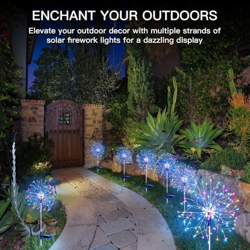 suddus Solar Garden Lights Outdoor 2Pack 150LED Firework Lights Multicolor - Image 6